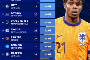 落選本期荷蘭國家隊球員身價榜：弗林蓬4500萬歐居首，哈托次之