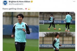 有望復(fù)出！布萊頓社媒曬三笘薫恢復(fù)訓(xùn)練照片