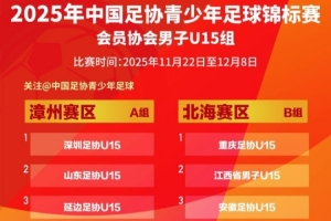 2025年中國足協(xié)青少年足球錦標(biāo)賽 會員協(xié)會男子U15組分組+賽程表