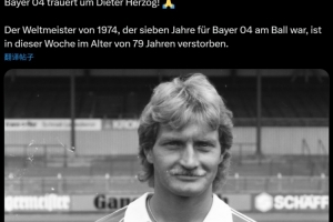 ??德國隊1974年世界杯冠軍成員赫爾佐克去世，享年79歲