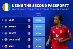 德轉(zhuǎn)盤點仍可為非洲國家隊效力球員：約羅、博尼、恩凱提亞在列