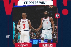 你故意的??？哈登與保羅登上快船官方贏(yíng)球海報(bào) 兩人合砍58分