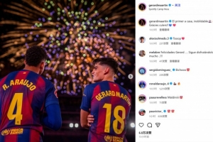 客串中衛(wèi)表現(xiàn)出色！赫拉德·馬丁曬煙花照：難以忘懷的諾坎普首秀