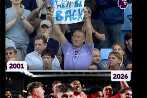 時隔25年！英超社媒曬2001年考文垂球迷標(biāo)語：我們會回來的